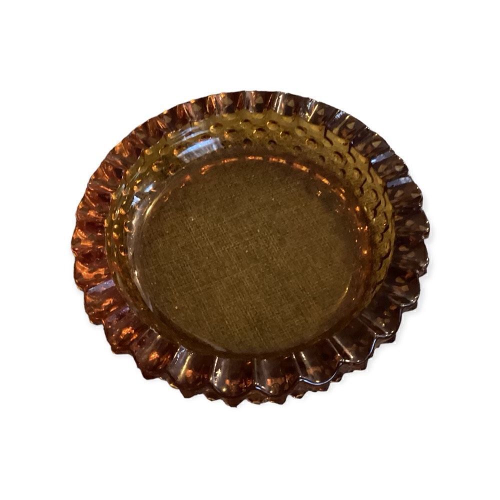 Vintage Mid Century Glass Hobnail Amber Ashtray